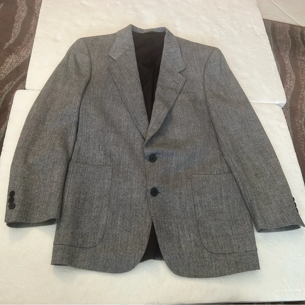 C&R Clothing black white herringbone print 2 button blazer jacket
